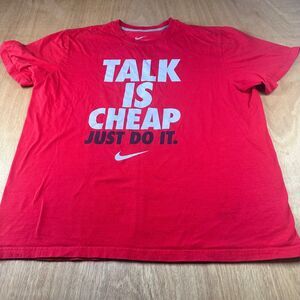 Nike “Talk Is Cheap Just Do It” T-Shirt Men’s XXL Red Graphic Tee